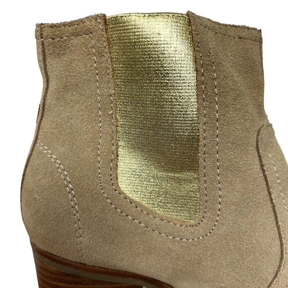 NEW Sperry Top-Sider Marlow Suede Heeled Ankle Boots Tan/Gold Shimmer size 8 M - Picture 13 of 16
